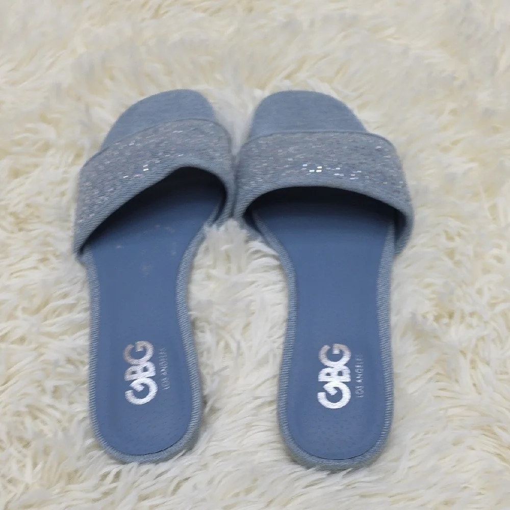 GBG Los Angeles Light Blue Slide Sandals
